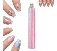 5 Petal Flower Nail Dotting Pen, Stroke Flower Design Tool, Quick Floral Pattern Stamp Pen, Handle Dotting Tool for DIY Nail Art for Beginner Enthusiast Girls Women (Pink)