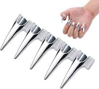 5 Pices fingernail Tips for Clitoral Stimulation-Scratching, Stroking, Massaging, rubbing-and as a Sex Toy. Ideal for Tickling, Tactile Stimulation and Role-Play. (Silver)