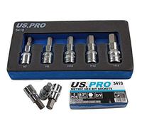 5 Piece 1/2 Dr Hex Allan bit sockets Metric 7 8 10 12 14mm 60mm Length Foam Tray
