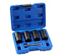 5 Piece 1/2"Dr. TMetric Bolt and Lug Nut Extractor Socket Tools with Drift Punch Bar for Mechanics -17MM,19MM, 21MM, 22MM