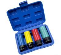 5 Piece 1 2 Inch Tire Socket Set for For IMPACT Wrenches with Standard Square Drive Compatible with M15 M17 M19 M21 M22 Fasteners and Common Vehicles (4-piece Set)