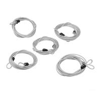 5-Piece 2m Steel Security Cable Set with Double Loops for Bicycles, Skateboards, Tools & Outdoor Equipment - PVC-Coated, Anti-Theft Coil Lock Wire(silver)