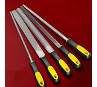 5-Piece 6-Inch High Carbon Steel File Set, Broad Flat Standard Coarse Tapered Pointed Rasps for Metal Wood, Ergonomic Handle with Hanging Hole