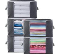 5 Piece 90L Large Clothes Storage Bags,Withosent Foldable Storage Boxes with Li