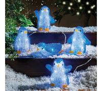 5-Piece Acrylic Penguin String Light, Led Garden Decoration With Timer, Ip-Rated, H12 X L120Cm