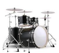 5 Piece Adult Drum Set, 22 Inch Adult Drum Set Bold and thickened alloy bracket with Cymbal Stands, Stool, Drum Pedal, Sticks, 5 Drums 4 Cymbals(Black)