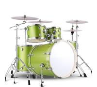 5 Piece Adult Drum Set, 22 Inch Adult Drum Set Bold and thickened alloy bracket with Cymbal Stands, Stool, Drum Pedal, Sticks, 5 Drums 4 Cymbals(Green)