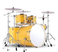 5 Piece Adult Drum Set, 22 Inch Adult Drum Set Bold and thickened alloy bracket with Cymbal Stands, Stool, Drum Pedal, Sticks, 5 Drums 4 Cymbals(Yellow)