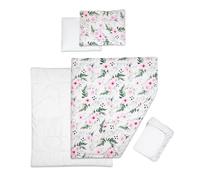 5 Piece Baby Bedding Duvet Pillow with Covers & Jersey Sheet fits 83x50cm Co-sleeper Crib (Rose Pink)