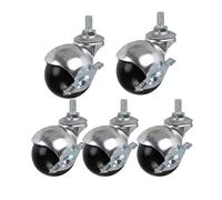 5 Piece Ball Caster Wheels with Brake Black Nylon 360° Universal Caster M8/M10 Threaded for Sofa,Table,Chairs and Other Furniture(8mm)