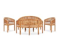 Solid Teak Wood Banana Garden Lounge Set 5 Piece Multi Sizes/Models vidaXL