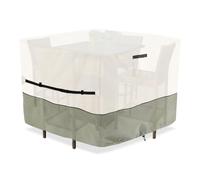 5 Piece Bar Height Patio Dining Set Covers,Outdoor 60 Inch Square High Wicker Bar Table and Chairs Sets Cover, 100% Waterproof Heavy Duty High Outdoor Table and 4 Chairs Cover, Beige