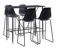 vidaXL Bar Set 5 Piece Plastic Black Pub Bistro Tables and Chairs Furniture