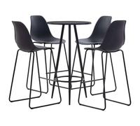 vidaXL 5 Piece Bar Set with Black Tabletop Plastic Black Pub Table and Chairs