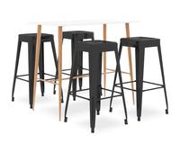 5-Piece Bar Set, White & Black, MDF & Metal, 120x60x105 cm, Modern Design