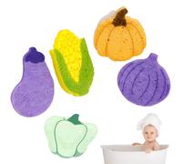 5 Piece Bath Sponge Set Soft and Safe Vegetable Shaped Bath Sponges Suitable for Everyone (Five Designs)