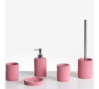 Beliani 5-piece Bathroom Accessories Set Camana Pink, Pink