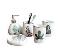 5 Piece Bathroom Accessories Set, Hotel Quality Ceramic Bathroom Accessory Set, Toothbrush Holder, Liquid Soap Dispenser, Soap Dish, 2 Tumblers (1)