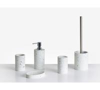 Beliani 5-Piece Bathroom Accessories Set Perene White Terrazzo