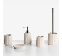 Beliani 5-Piece Bathroom Accessories Set Pozuzo Beige