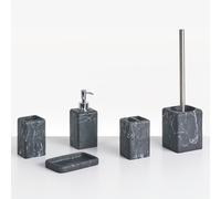 Beliani 5-Piece Bathroom Accessories Set Vilcanota Black Marble