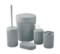 5-Piece Bathroom Set, Chic Bathroom Accessories Set with Waste Bin, Soap Dish, Toothbrush Holder, Soap Dispenser & Toilet Brush, Two Stylish Colors