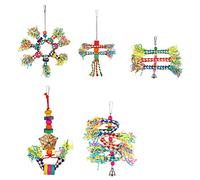 5 Piece Bird Toys Wooden Beads Colorful Parrot Chewing Foraging Hanging Toy For Parakeets Love Birds Budgies Bird Toys