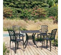 Bistro Set 3pc Black Cast Aluminium Table 90x90cm Chairs 61x60x93cm Garden Sets