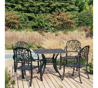 5 Piece Bistro Set Cast Aluminium Black