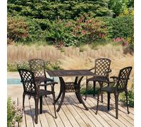 Bistro Set 3-piece Bronze Cast Aluminium Table 90x90cm Chairs 61x60x93cm Garden