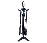5 Piece Black Metal Fireplace Companion Set With Stand - Fire28Mob