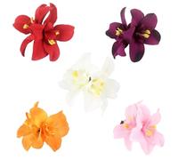5-Piece Bohemian Tropical Flower Hair Clips Set for Women, Vibrant Hibiscus Orchid Hairpins, Fabric Floral Hair Accessories in Multiple Colors