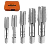 5-Piece BSP Pipe Tap Set, Precision Carbon Steel Tap Set for Clean Accurate Threads, 3/4", 1/2", 3/8", 1/4", 1/8" BSP Tap, Perfect for Plumbers Mechanics DIYers, with Durable Plastic Case.