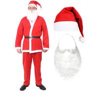 5 Piece Budget Santa Costume I Love Fancy Dress Red Medium