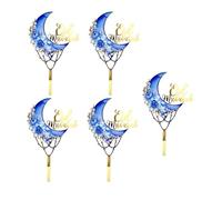 5 Piece Cake Decorating Set Eid Theme Cake Topper Party Food Pick Acrylic Texture Suitable for Holiday Celebrations