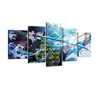 5 Piece Canvas Wall Art Demon Slayer Kimetsu Japanese Character Tanjiro Anime Poster HD Prints Painting for Living Room Decor Wooden Framed Ready To Hang (Anime, 8x14inx2 8x18inx2 8x22inx1)