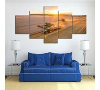 5 Piece Canvas Wall Art Midwest Combine Harvester Farm Life Sunrise HD Painting For Living Room Home Office Modern Wall Decor Framed Canvas Print Artwork Posters For Room Aesthetic