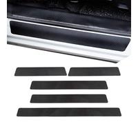 5 Piece Car Door Sill Protector Strips Set, Black Carbon Fiber Anti-Scratch Stickers Lasting and Waterproof Bumper and Trunk Kick Plate Guards Easy to Install Universal Fit for Car SUV Truck