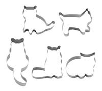 5 Piece Cat Cookie Cutter Set - Stainless Steel for Baking, Cake Decorations & Fondant Crafts