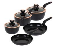5pc Pan Set By TowerT800232BLK Cavaletto Non-Stick Black & Rose Gold