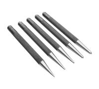 5-Piece Center Punch Set - Hardened Steel, Round Shank, Knurled Grip - 1/16" to 5/32" Tip Sizes - Tapered Point, Precision Marking Tool for Metal, Wood, Plastic - S117PC Style