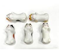 5-Piece Ceramic Cat Chopstick Rests - Mischievous Cute Begging for a Hug Design, Animal Series Utensil Holder for Knife/Fork/Spoon, Tabletop Ornament