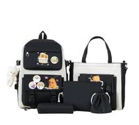 5-Piece Children's School Backpack Set with Little Bear | Large Capacity capybara Backpack with Cute Bear, Multi-Layer School Bags Storage Bag Handbag Pen Case