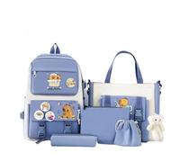 5-Piece Children's School Backpack Set with Little Bear | Large Capacity capybara Backpack with Cute Bear, Multi-Layer School Bags Storage Bag Handbag Pen Case