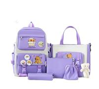 5-Piece Children's School Backpack Set with Little Bear | Large Capacity capybara Backpack with Cute Bear, Multi-Layer School Bags Storage Bag Handbag Pen Case