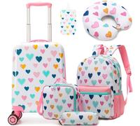 5-Piece Children's Suitcase, Children's Trolley with Backpack, Neck Pillow, Lunch Bag, Pencil Case & Suitcase Tag, Children's Luggage with Wheels, Hand Luggage, Travel Suitcase, Hard Case for Girls
