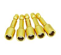 5-Piece Chrome Vanadium Screwdrivers Hex Socket Having Set for Quarter a Hand Shank 45mm Length DIY Auto Repair Adapter Hex Drills Electric Steel 8mm Nut Driver Bits Usage