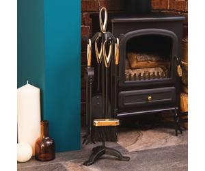 5 Piece Companion Set Black Fireside Fire Tools Vintage New By Home Discount