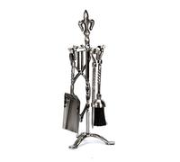 5 Piece Companion Set Fleur De LYS Style Pewter Colour 116