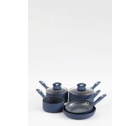 Cermalon® 5-Piece Blue Pan Set with Grey Sparkling Non-Stick Coating